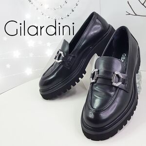 🔥Gilardini🎀Black Leather Women's Chunky Platform Loafers
